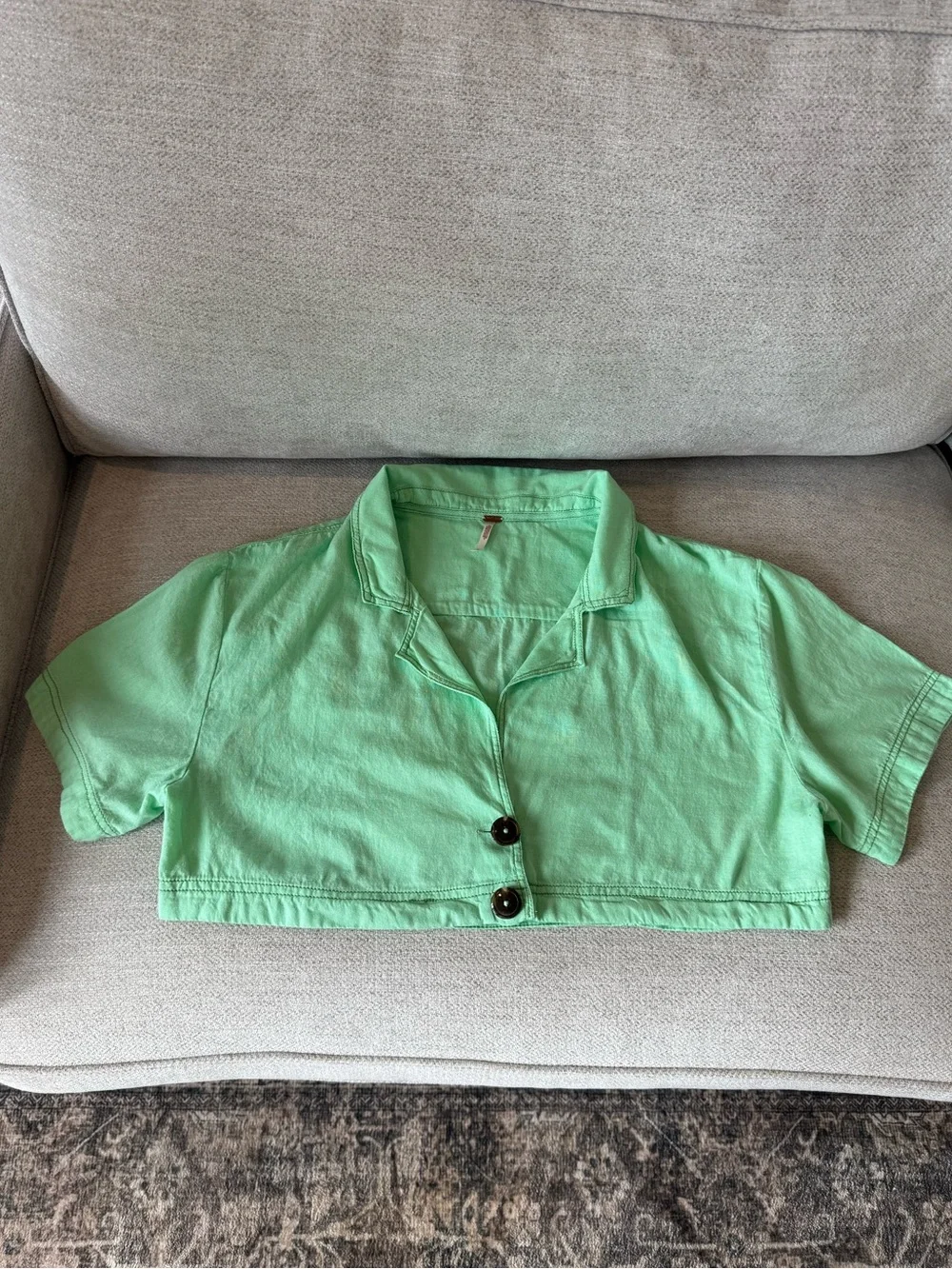 Free People Mint Green Button-Down Shirt